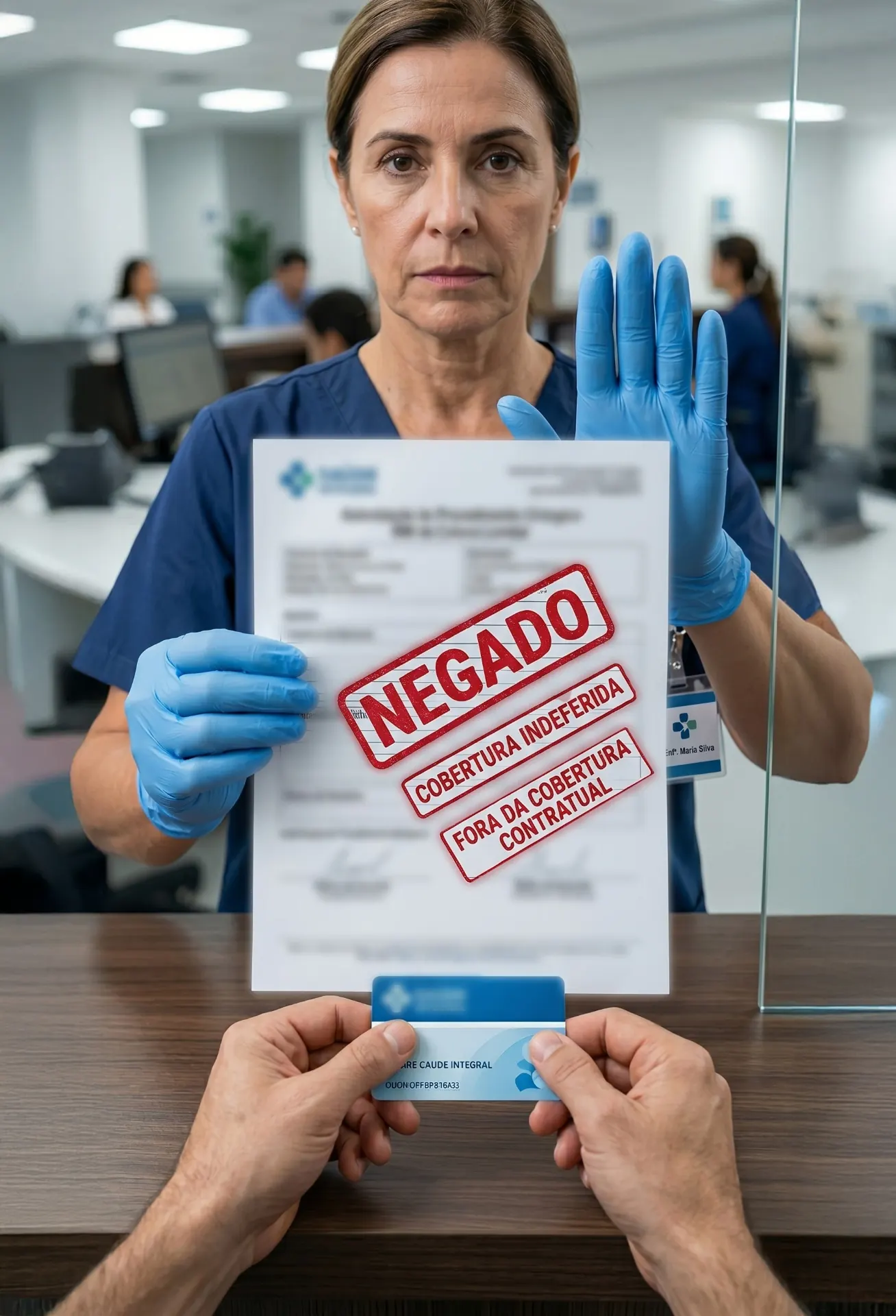 Profissional de saúde com documento marcado como negado pelo plano